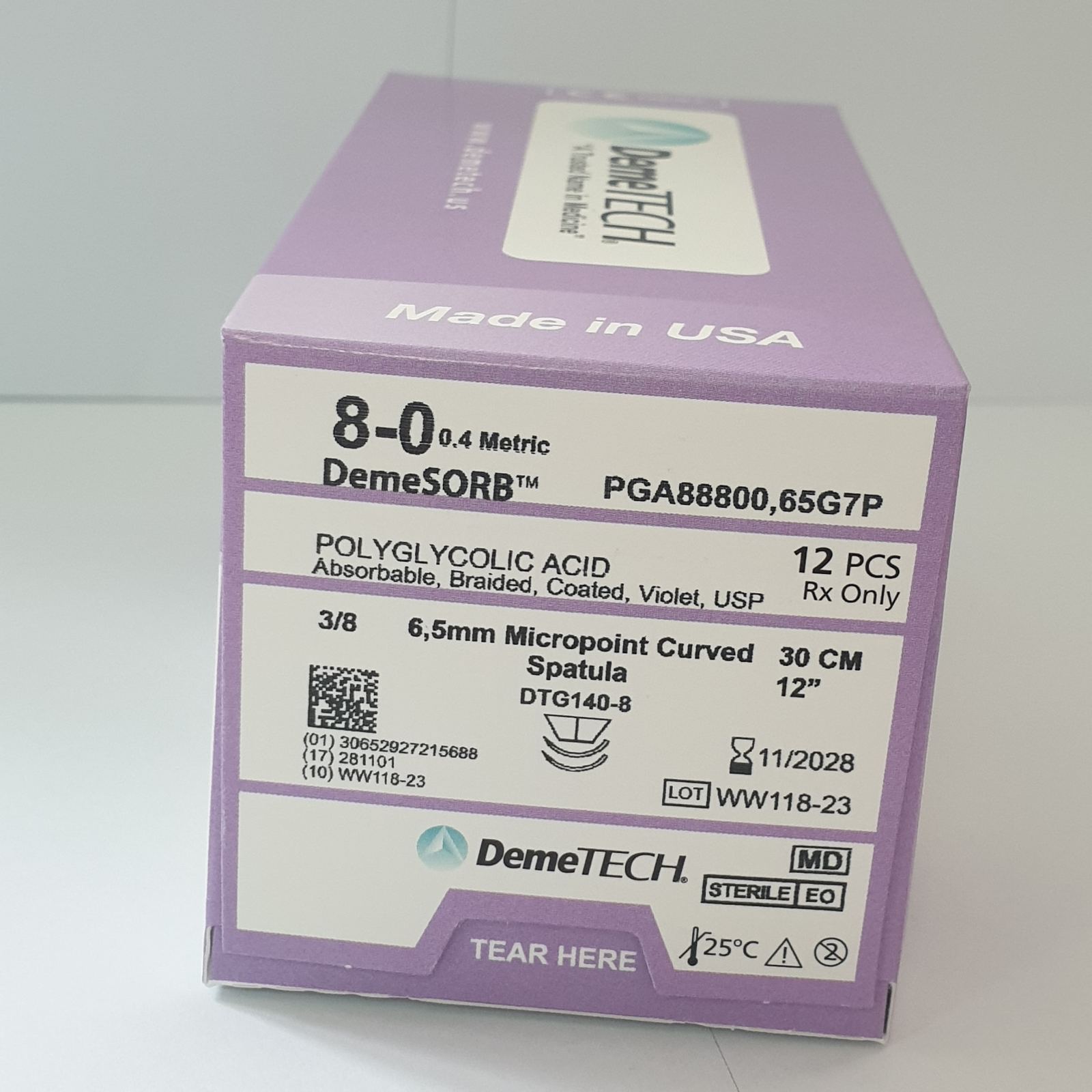 Шовний матеріал Полігліколід PGA 8-0 бузковий